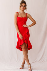 Cartagena High-Low Asymmetric Salsa Dress Red