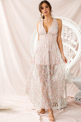 Tiara Sequin Maxi Dress Pink Champagne