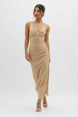 Alysia Plunging Halterneck Maxi Dress Champagne