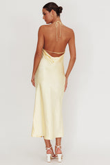 Seren Backless Cowl Neck Midi Dress Yellow