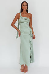 Carmel One-Shoulder Split Maxi Dress Sage