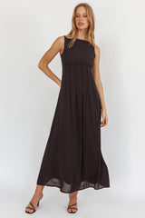 Karine Pintuck Pleat Maxi Dress Black