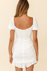 La Quinta Lace-Up Bust Drawstring Detail Dress White