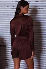 Turning Heads Side Tie Romper Russet