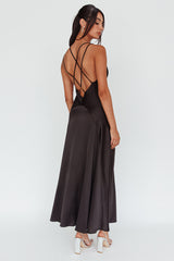 Signature Lace Trim Midi Dress Black