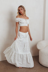 Canyon Cove Crochet Trim Maxi Skirt Floral Pink