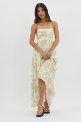 Moreton Halterneck Tied Back Dress Yellow