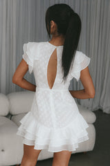 Destined To Be Ruffle Mini Dress Textured White