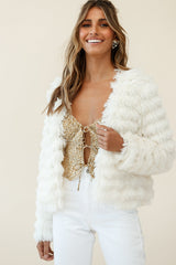 Montana Shaggy Faux Fur Jacket White