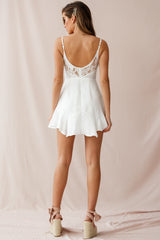 Linda Sweetheart Neckline Lace Insert Dress White