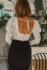Just A Dream Sweetheart Neckline Long Sleeve White