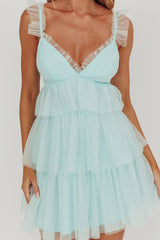 Sorbet Sky Tiered Tulle Mini Dress Mint