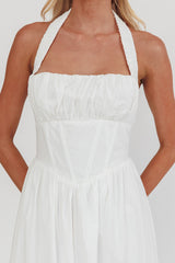 Irisa Elasticated Halter Maxi Dress White