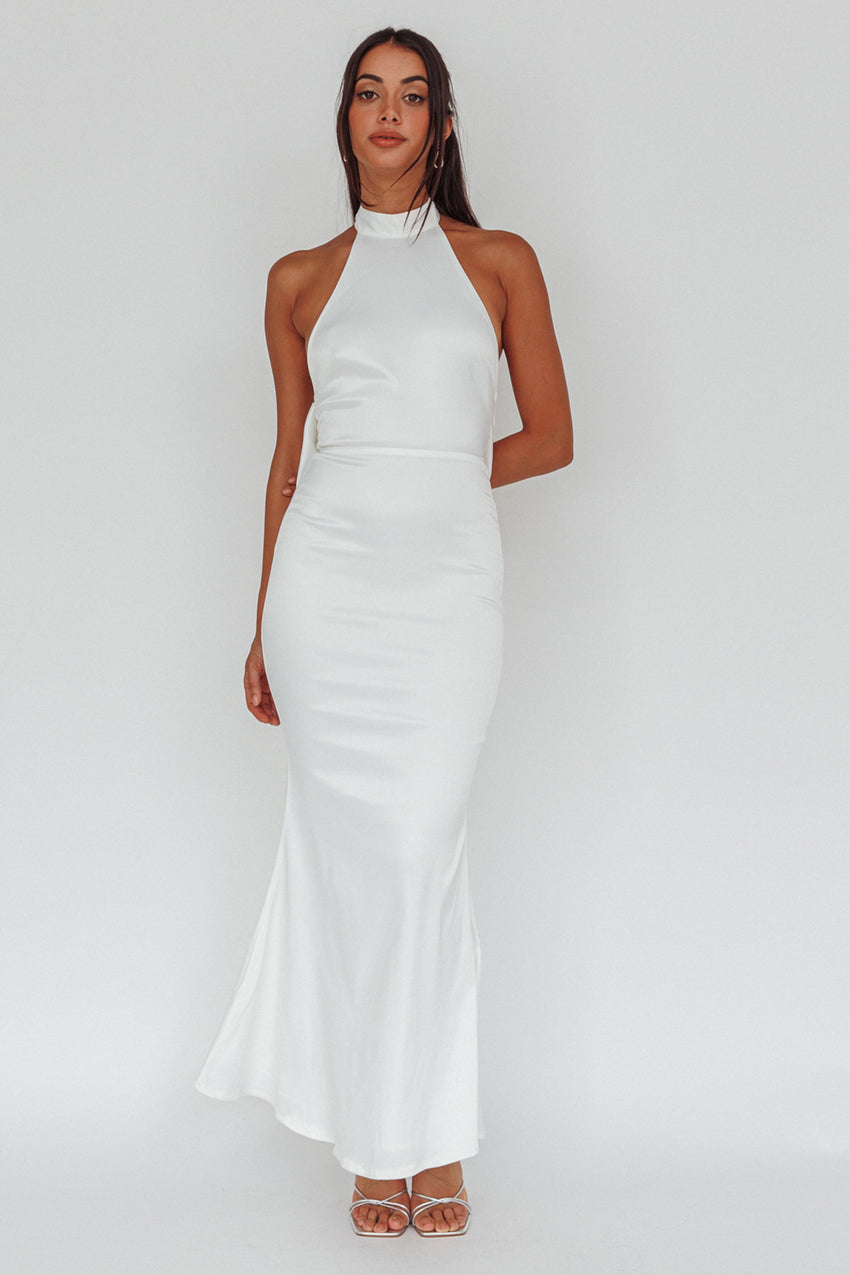 Fifth Avenue Bow Back Maxi Dress White