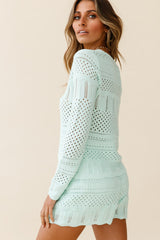 Lazy Daze Crochet Knit Shorts Mint