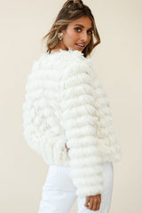 Montana Shaggy Faux Fur Jacket White